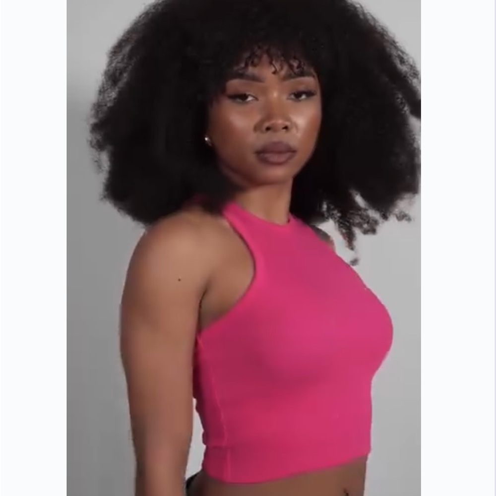 Alcott XS Fuchsia Hot Pink Ribbed Cropped Canotte Tank Top